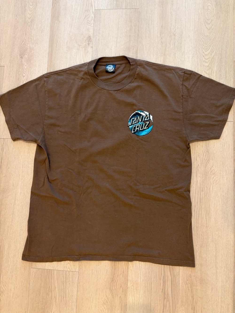 Men’s XL Santa Cruz Skateboards Brown Tee with Blue Logo